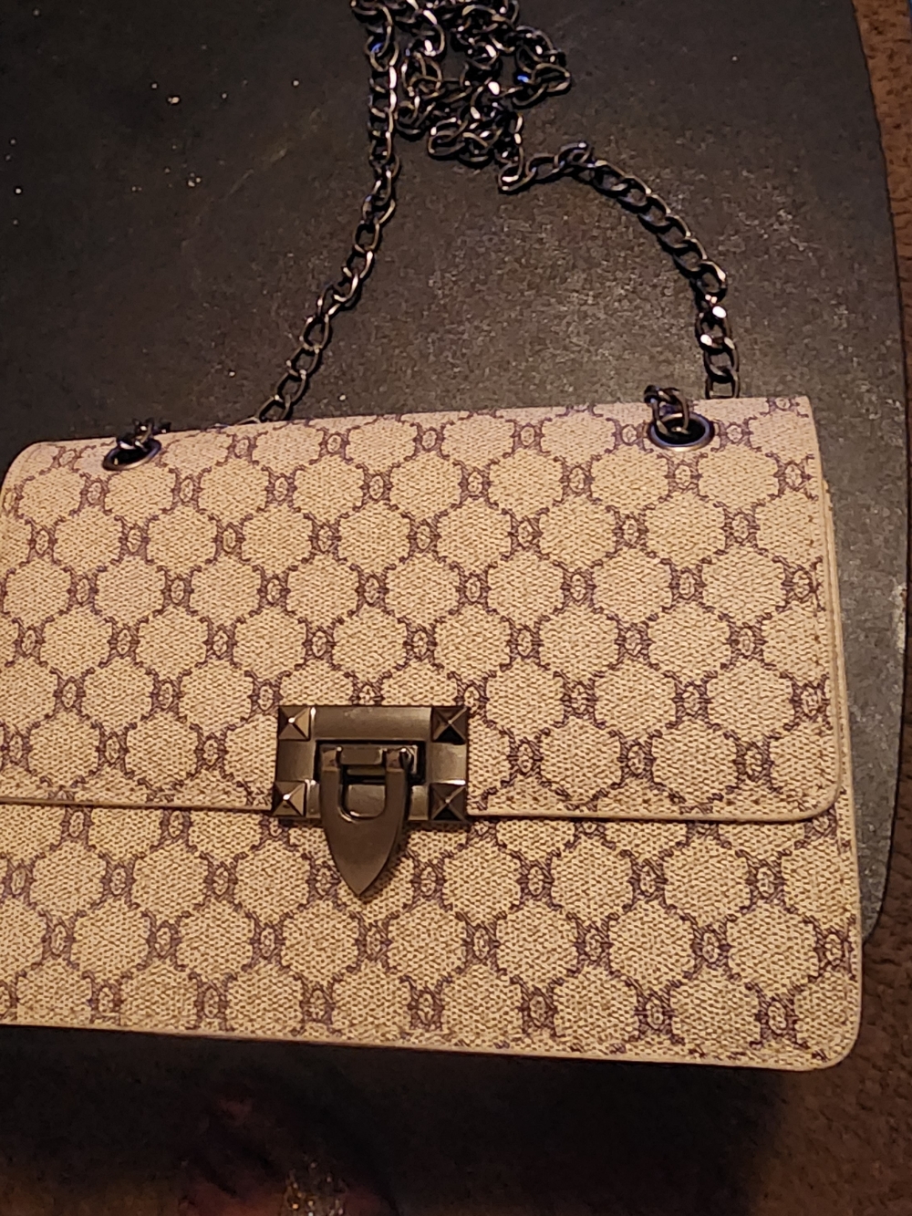 Target Beige Patterned Chain Crossbody Bag